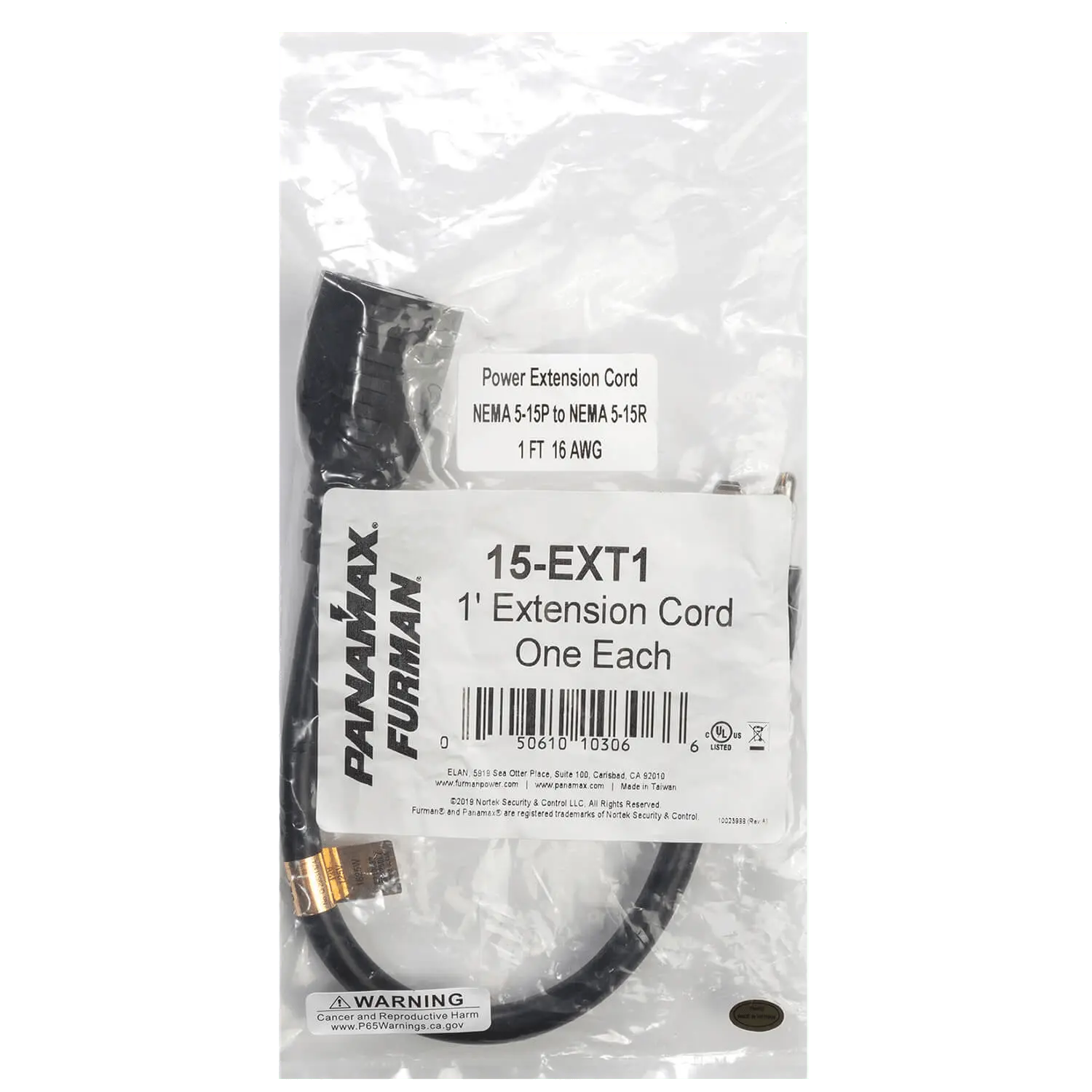 13 Amp 12" Extension Cable (15-EXT1) - Image 2