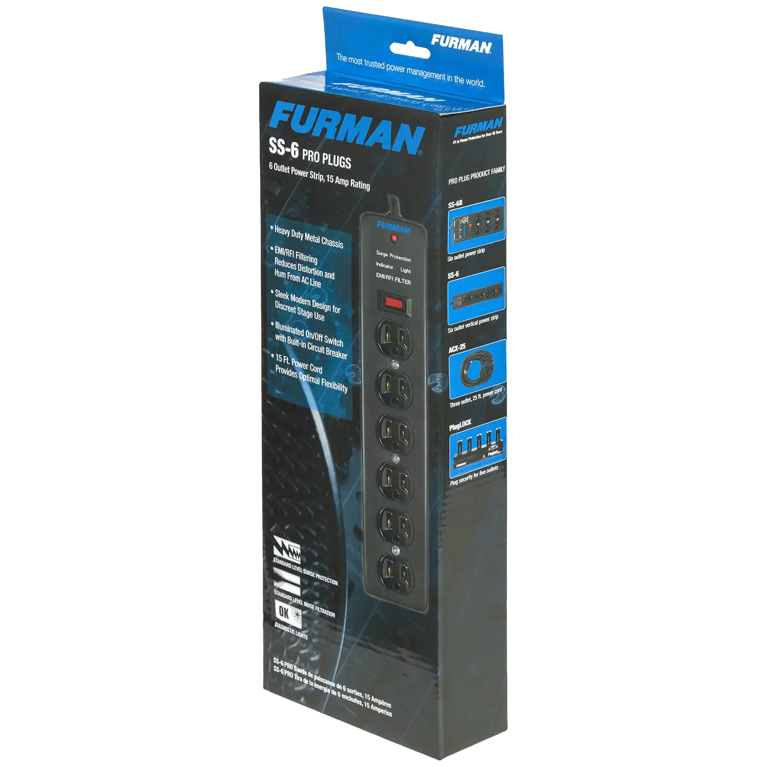 Pro Plugs SS-6 6-Outlet Power Conditioner Strip with Surge Protection - Image 3